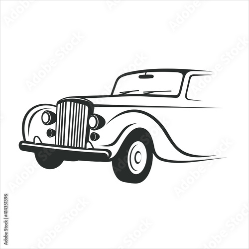 classic car vector illustration, icon for auto classic show or auto classic service.