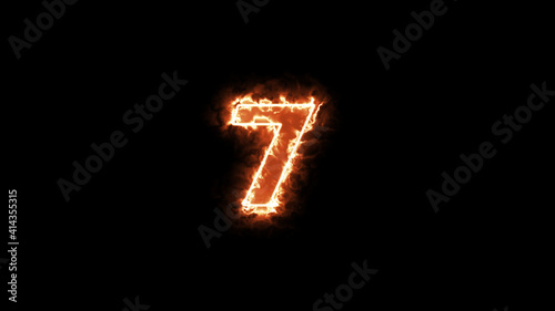 number 7 letter burning or flammable