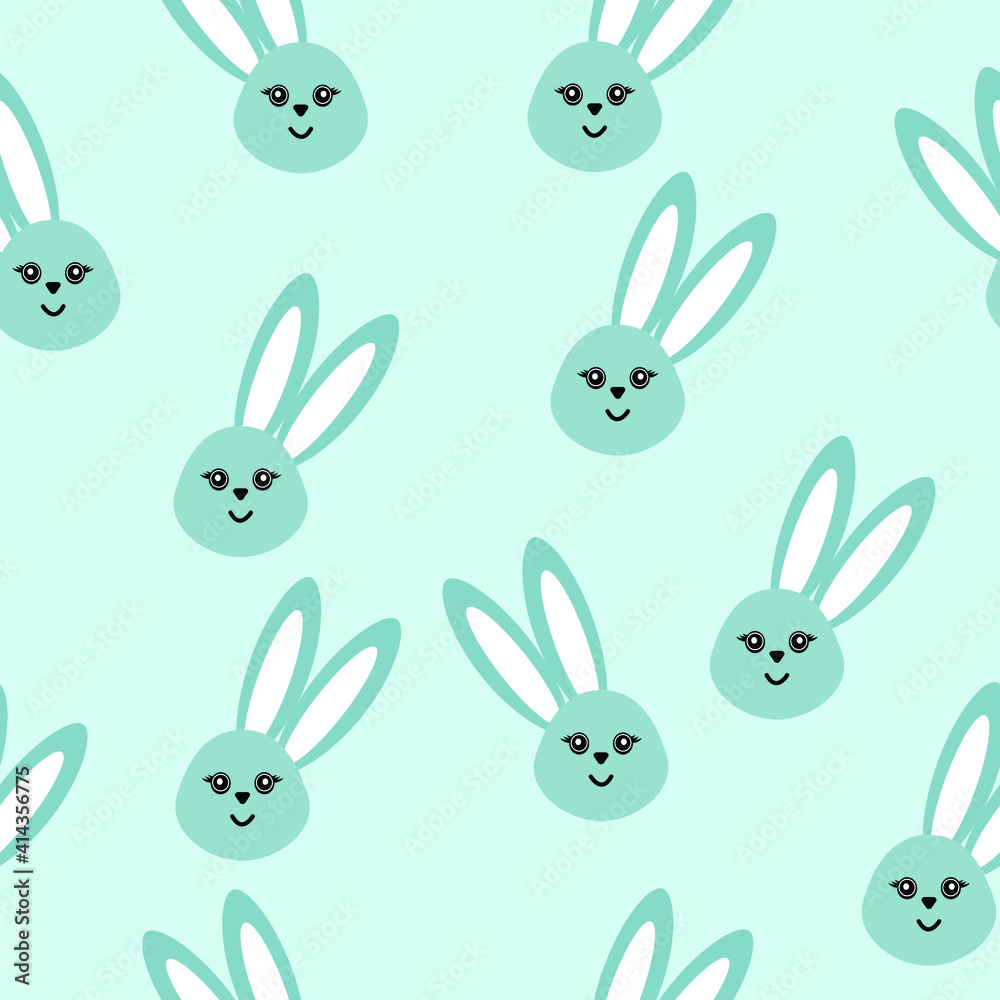 vector pattern with cute rabbit with long ears. flat illustration of pattern with little blue rabbit vector pattern with cute rabbit with long ears. flat illustration of pattern with little blue rabbit
