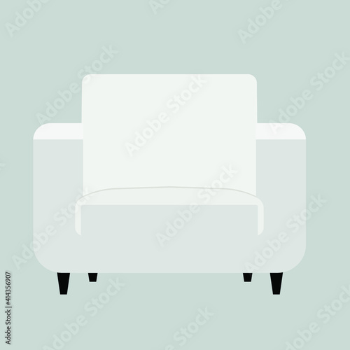 interior item vector. soft armchair on a gray background. piece of upholstered furniture. flat illustration of armchair with armrests