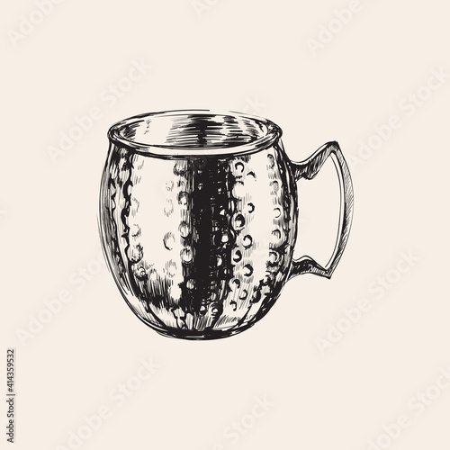 Moscow Mule Emty Mug Hand Drawn Drink Vector Illustration