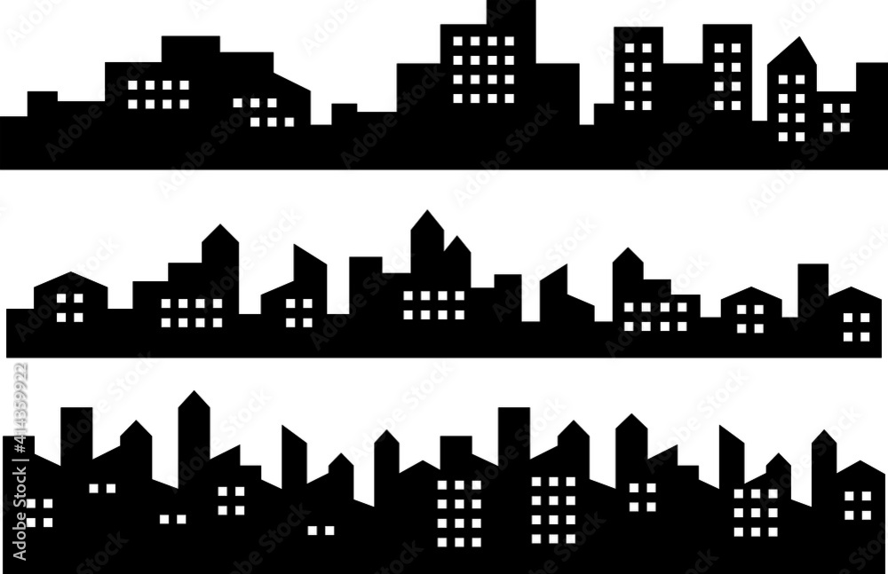 Fototapeta premium Silhouette of modern city buildings 