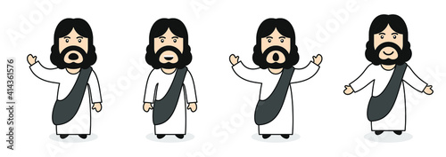 cute jesus character vector set