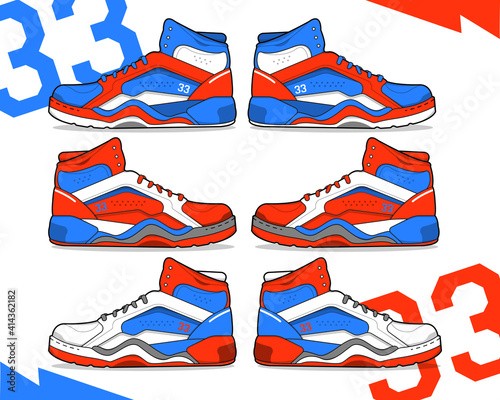 Sports basketball shoes design vector template