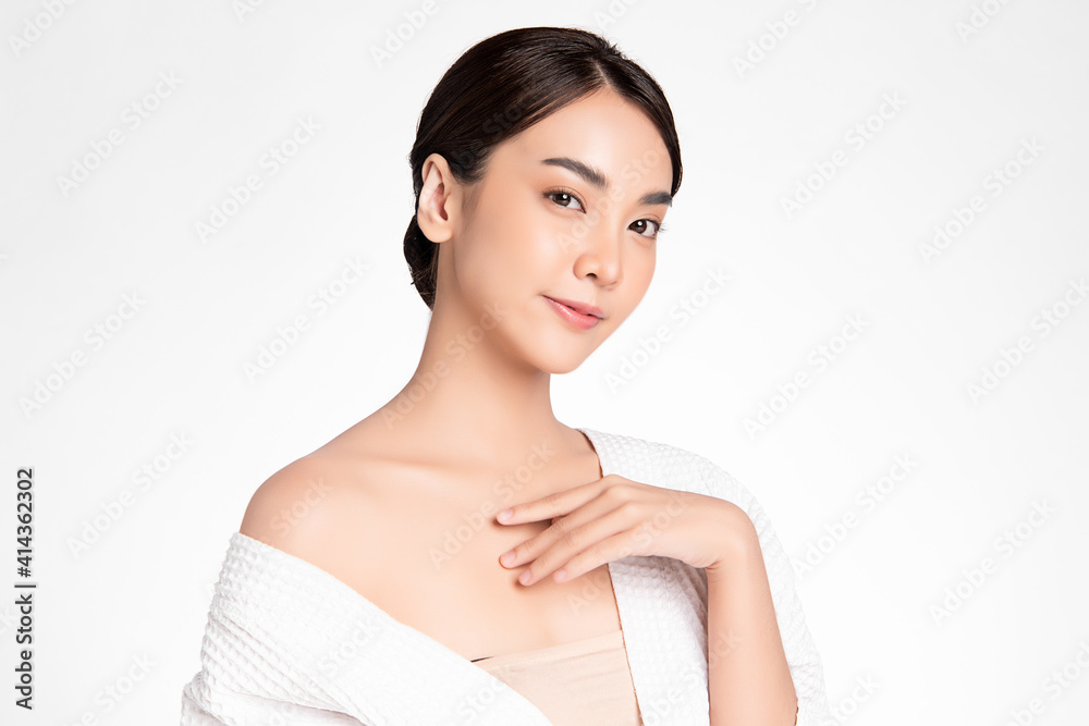 Beautiful young asian woman with clean fresh skin on white background, Face care, Facial treatment, Cosmetology, beauty and spa, Asian women portrait Beautiful young asian woman with clean fresh skin on white background, Face care, Facial treatment, Cosmetology, beauty and spa, Asian women portrait