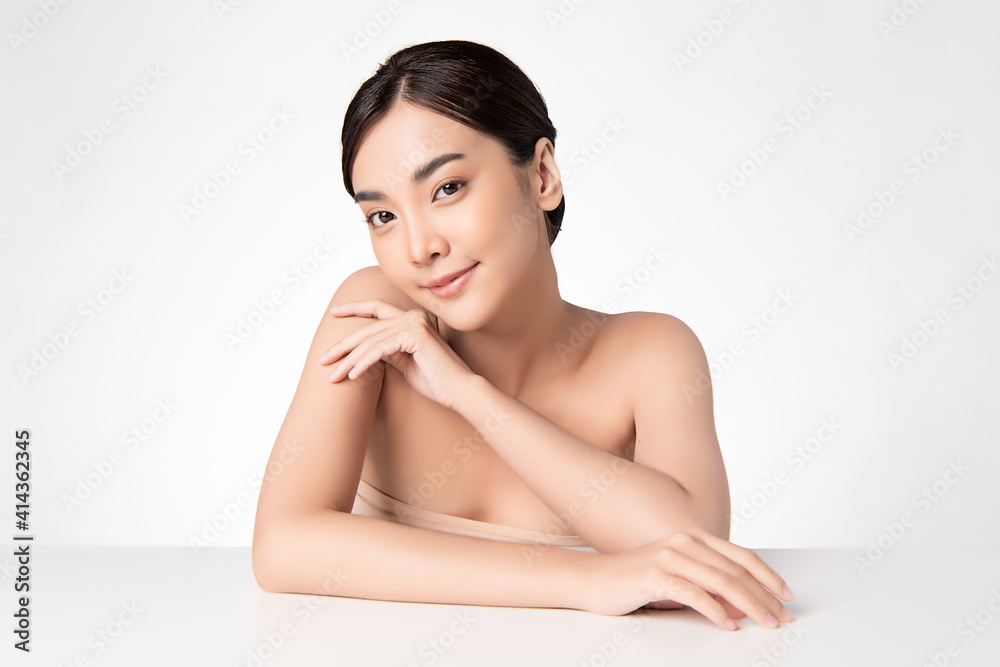 Beautiful young asian woman with clean fresh skin on white background, Face care, Facial treatment, Cosmetology, beauty and spa, Asian women portrait Beautiful young asian woman with clean fresh skin on white background, Face care, Facial treatment, Cosmetology, beauty and spa, Asian women portrait