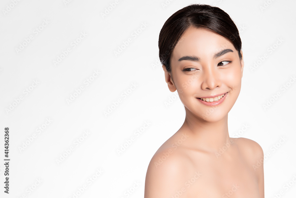 Beautiful young asian woman with clean fresh skin on white background, Face care, Facial treatment, Cosmetology, beauty and spa, Asian women portrait Beautiful young asian woman with clean fresh skin on white background, Face care, Facial treatment, Cosmetology, beauty and spa, Asian women portrait