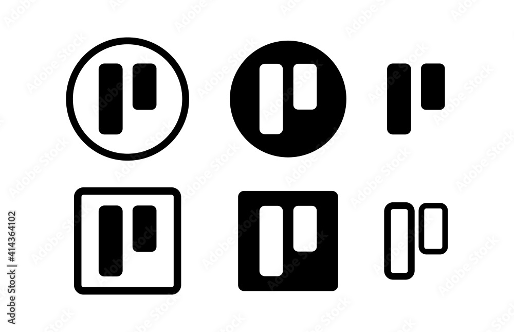 Trello icon set. A set of vector illustration icons for websites and apps in simple style Trello icon set. A set of vector illustration icons for websites and apps in simple style