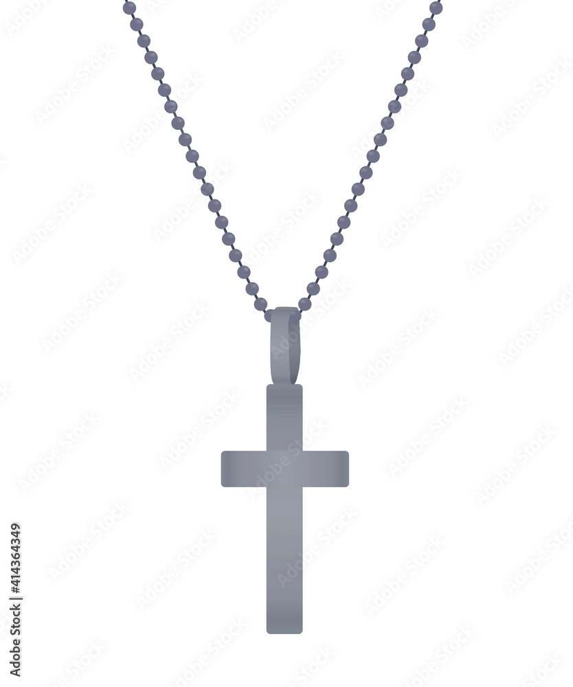 Cross on metal chain. vector Cross on metal chain. vector