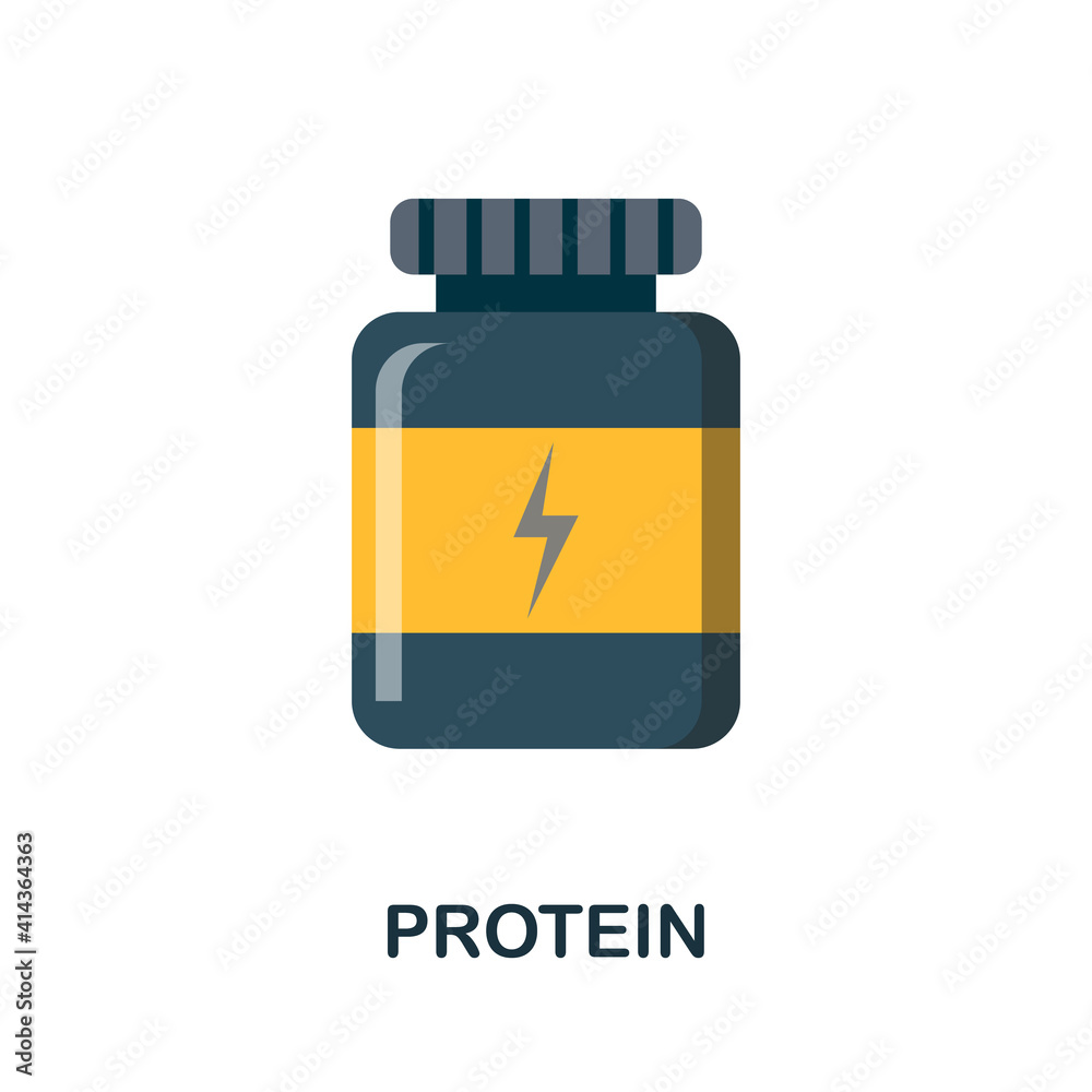 Protein flat icon. Color simple element from nutrition collection. Creative Protein icon for web design, templates, infographics and more Protein flat icon. Color simple element from nutrition collection. Creative Protein icon for web design, templates, infographics and more