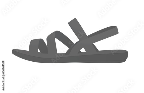Grey  woman strap shoe. vector