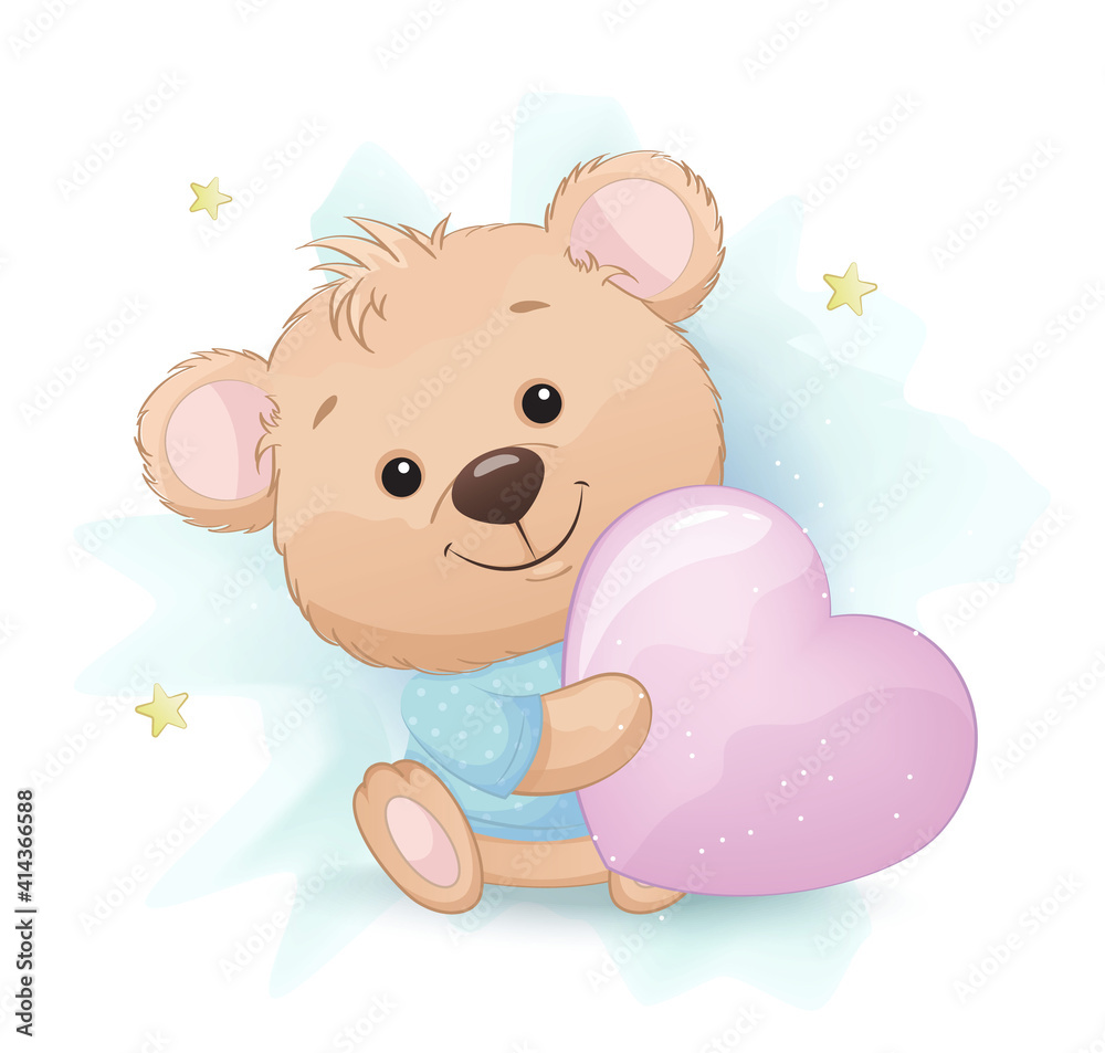 Cute little bear cartoon character