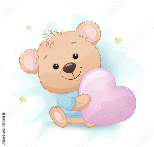 Cute little bear cartoon character