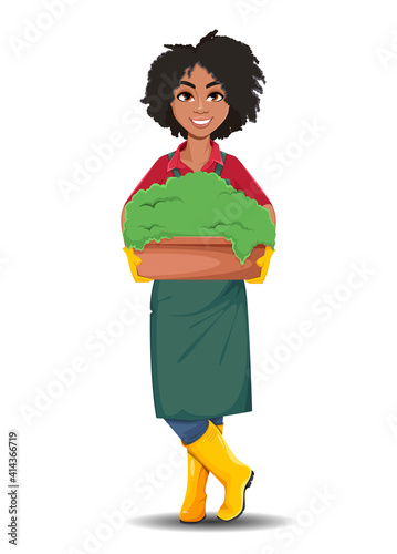 Young African American gardener woman