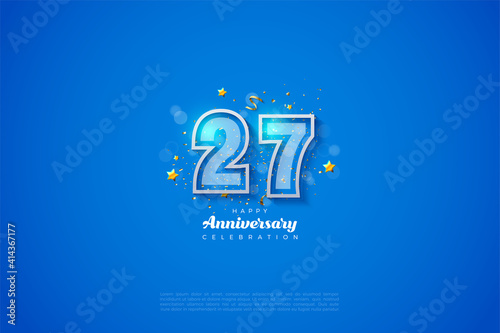 27th Anniversary background with double digits and white border.