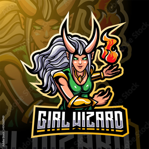 Girls wizard esport mascot logo design