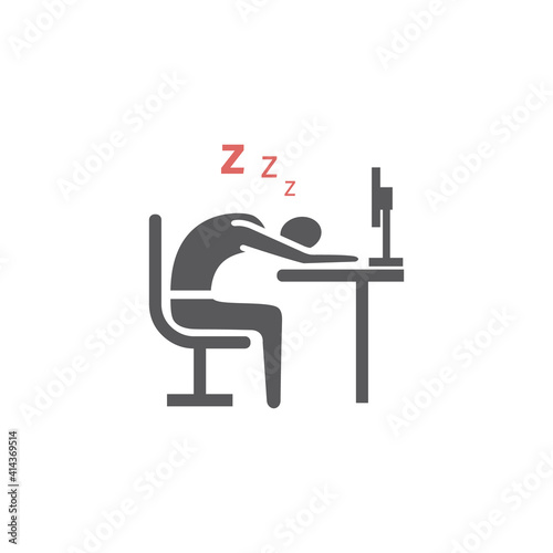 Businessman falls asleep on the work. flat icon