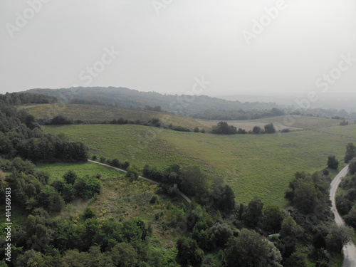 Dron field fog