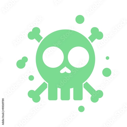 skull alert skeleton danger death sign toxic cartoon doodle flat design style vector illustration