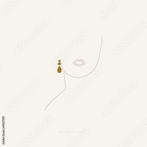 chic minimal line art abstract woman face drawing 