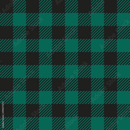 Green Buffalo Check Plaid Seamless Pattern - Classic style green and black buffalo check flannel plaid seamless pattern