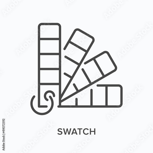 Swatch flat line icon. Vector outline illustration of color template. Black thin linear pictogram for painter equipment photo