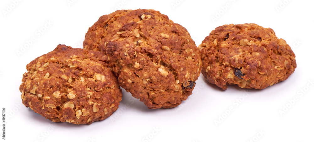 Homemade oat cookies, isolated on white background Homemade oat cookies, isolated on white background