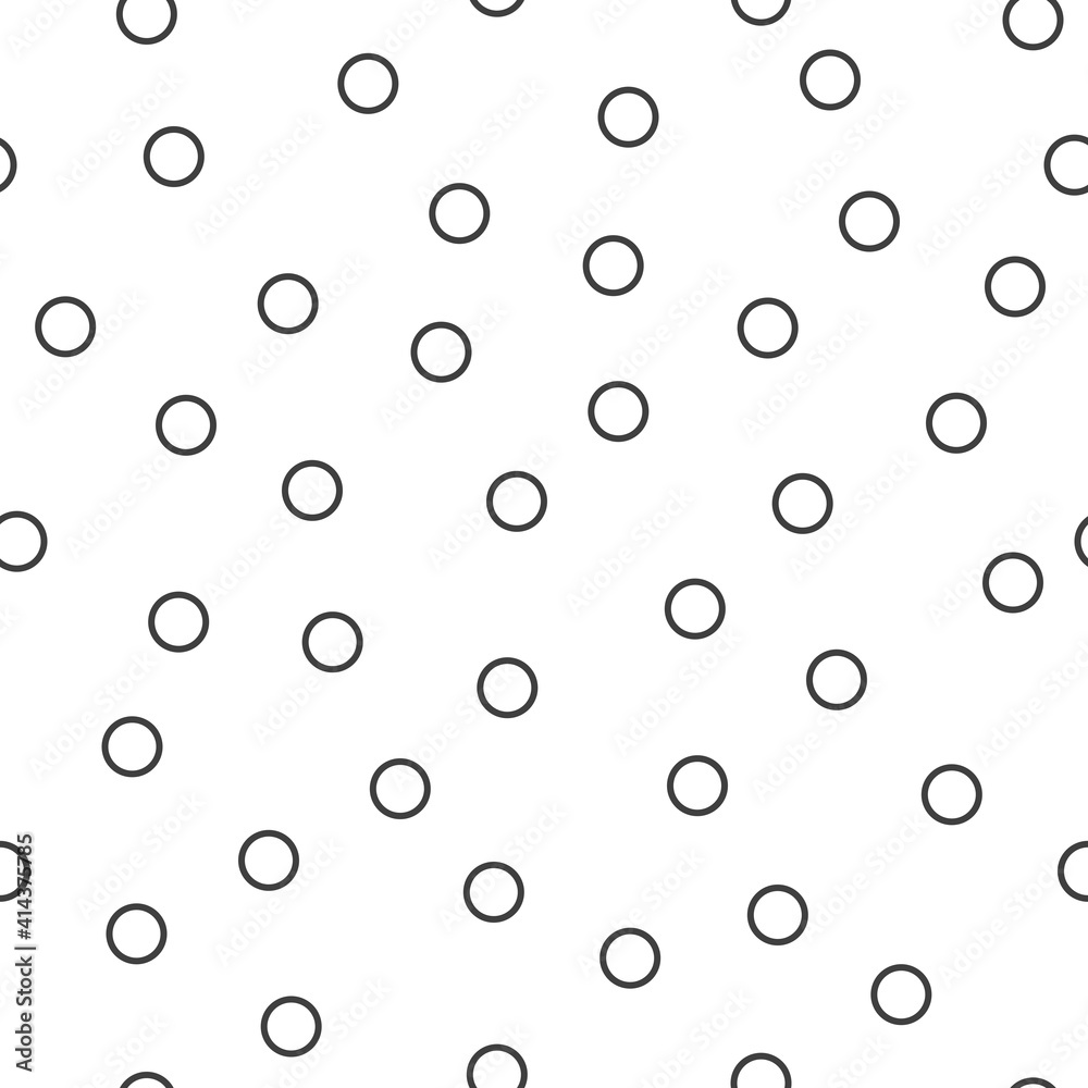Polka dot seamless pattern. Black circles on a white background. Trendy geometric design.