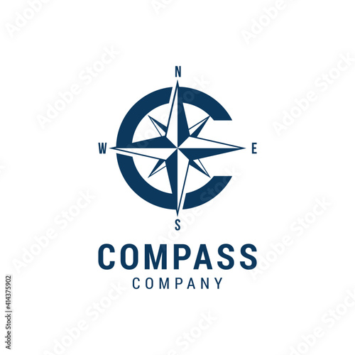 Initial C letter for compass icon symbol vector logo design