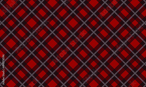 Red Black & White Diagonal Seamless Plaid Patterns - Textile - Vector Suitable for Fabric Design - Backgrounds - Wallpaper 