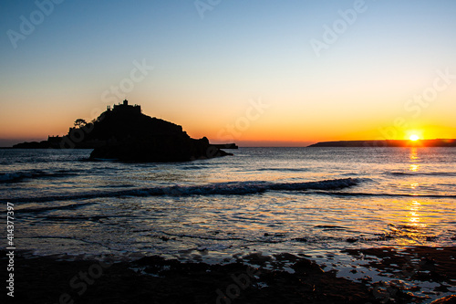 Silhouette of Saint Michael's Mount in Cornwall, United Kingdom © wayne