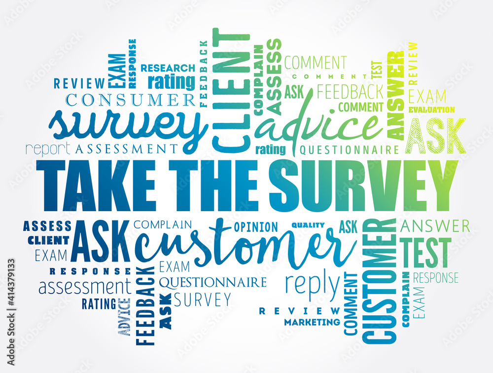 Obraz premium Take the Survey word cloud collage, business concept background