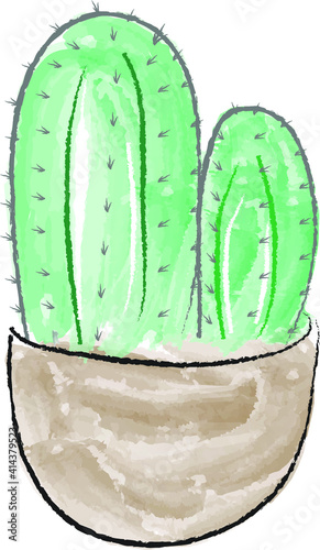 cactus in pots styles watercolor