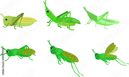 かわいい手書きのバッタセット