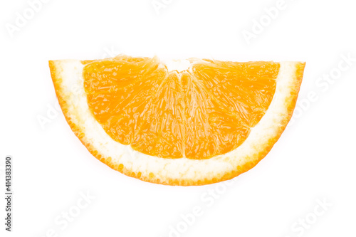 half orange slice on white background, isolated