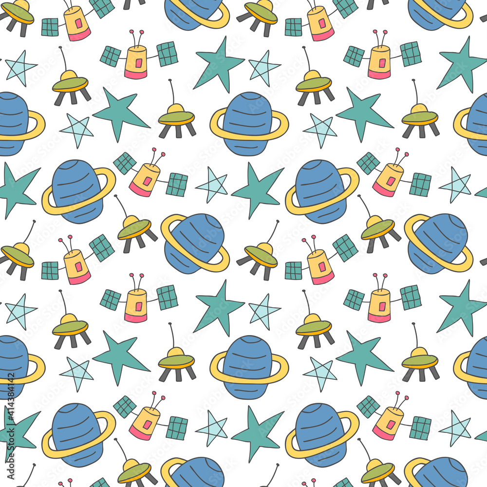 pattern seamless kids with science doodle element. Seamless Kids Space Pattern with Icons pattern seamless kids with science doodle element. Seamless Kids Space Pattern with Icons