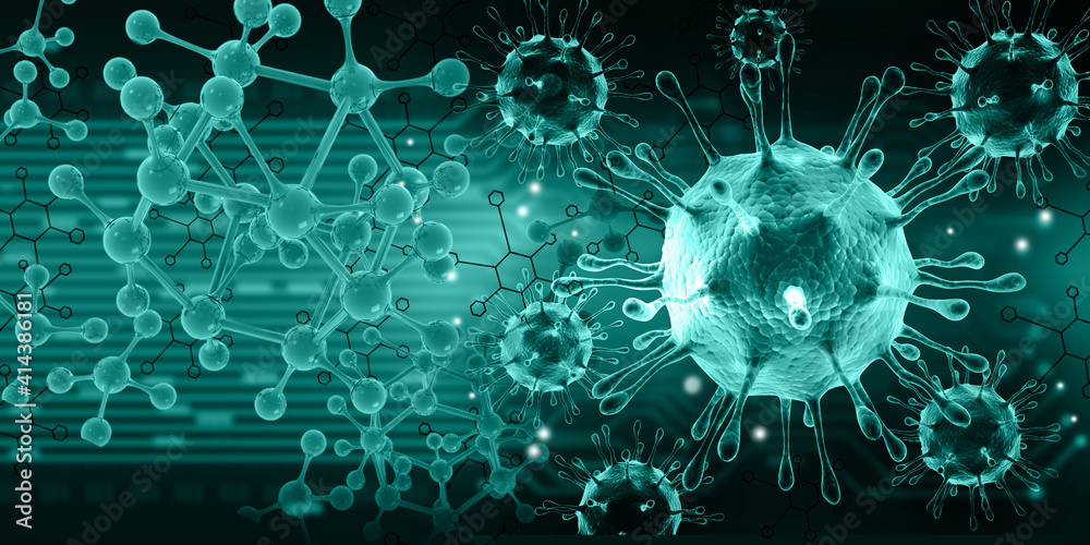 Virus molecule background. 3d illustration..
