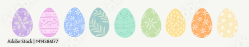 Easter Eggs. Set of vector illustrations in watercolor style. Colored Easter eggs.