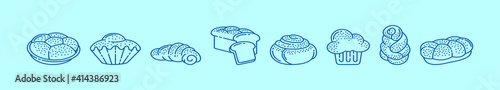 set of breads cartoon icon design template with various models. vector illustration isolated on blue background