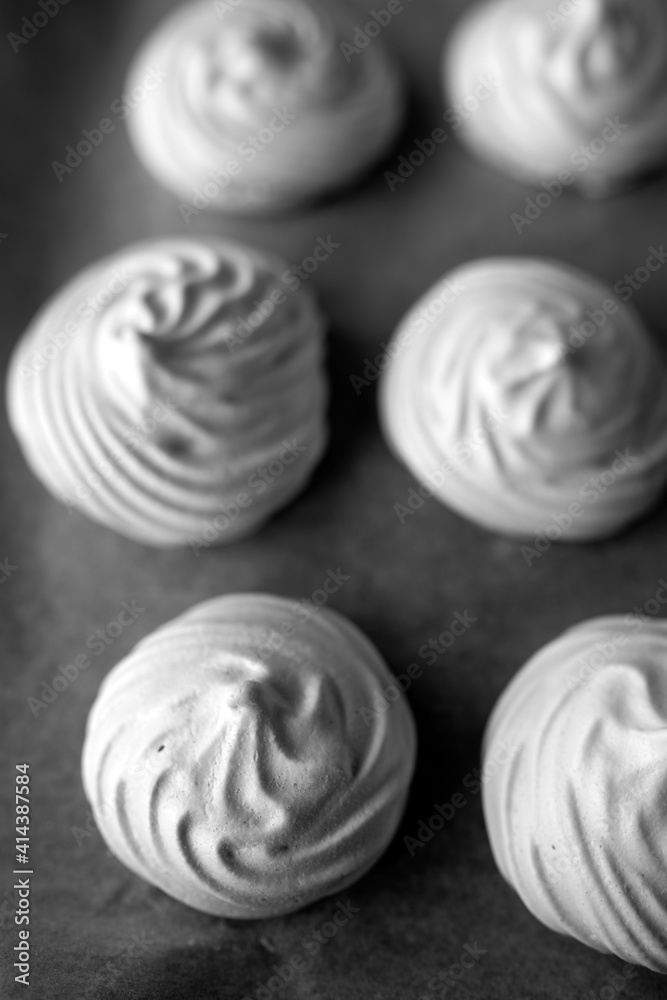 Homemade meringue in black&white. Homemade meringue in black&white.