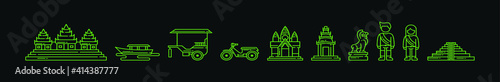set of cambodia cartoon icon design template with various models. vector illustration isolated on black background