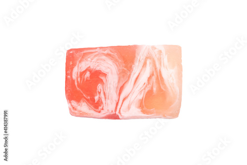 Solid soap piece isolated on the white background.