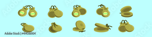 set of castanets cartoon icon design template with various models. vector illustration isolated on blue background