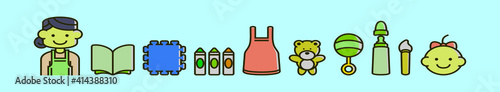 set of baby sitter cartoon icon design template with various models. vector illustration isolated on blue background