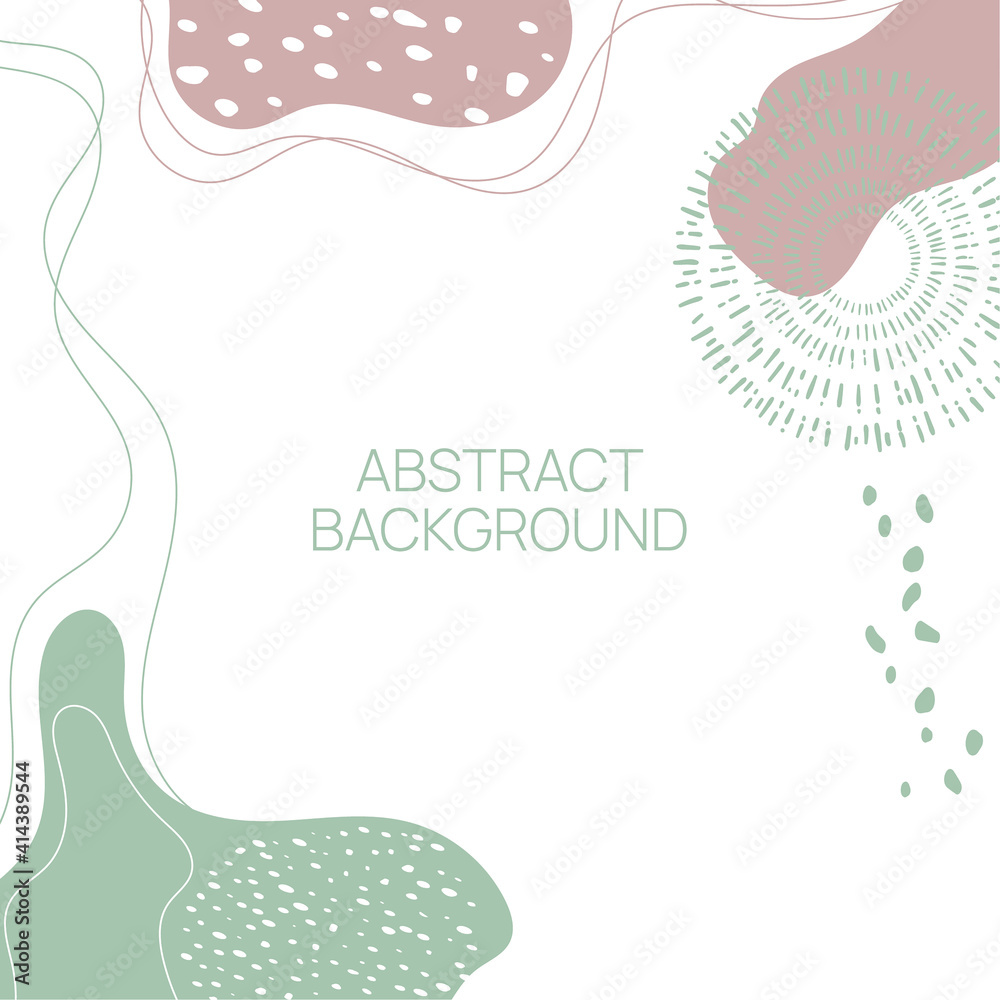 Trendy abstract background with organic flowing shapes. Vector art template in pastel colors for social media posts, poster, card, invitation, banner, ads, placard, flyer, cover.