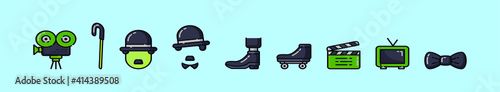 set of comedian accessories cartoon icon design template with various models. vector illustration isolated on blue background