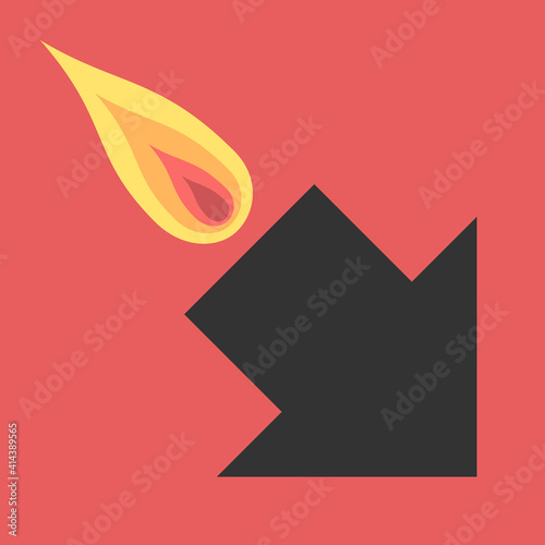 Arrow burning, falling, crisis
