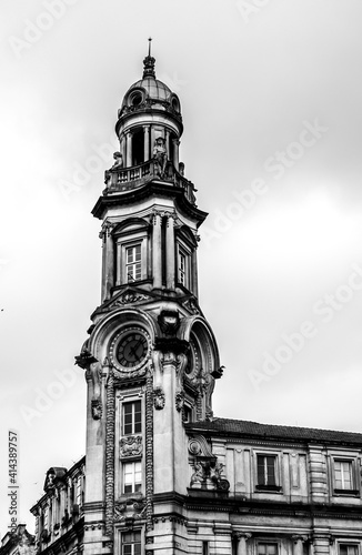 church tower bw