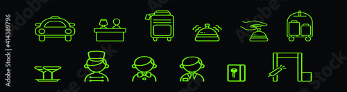 set of concierge cartoon icon design template with various models. vector illustration isolated on black background