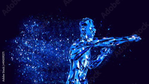 Billede på lærred 3D rendering of virtual boxer practicing punches close to camera